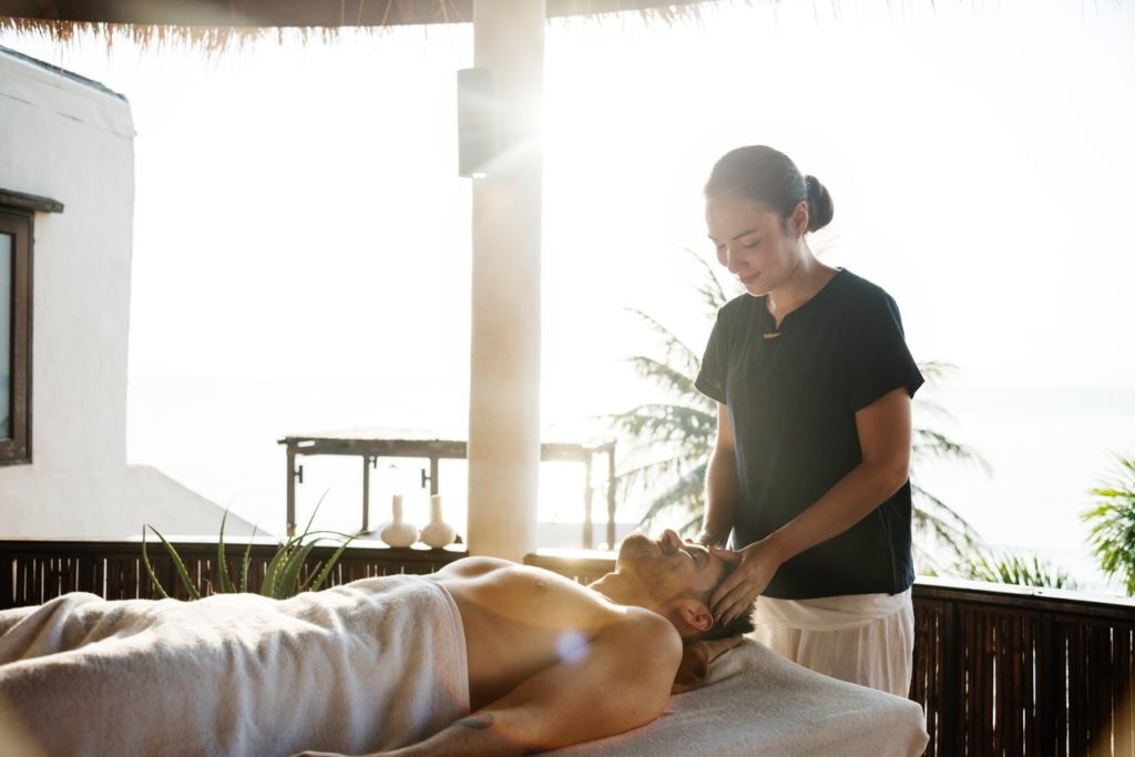 Man Enjoying a Holistic Massage